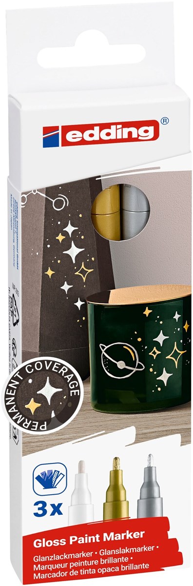 edding 751 creative Glanzlack-Marker 3er Set metallic, Rundspitze 1-2 mm (Art.-Nr.: 4-751-3-999)