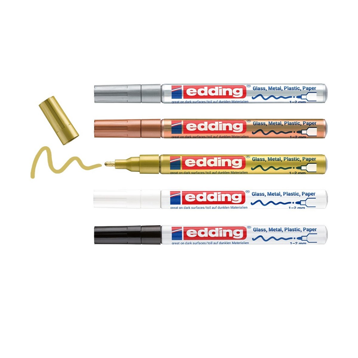 edding 751 creative Glanzlack-Marker 5er Set metallic, Rundspitze 1-2 mm (Art.-Nr.: 4-751-5-999)