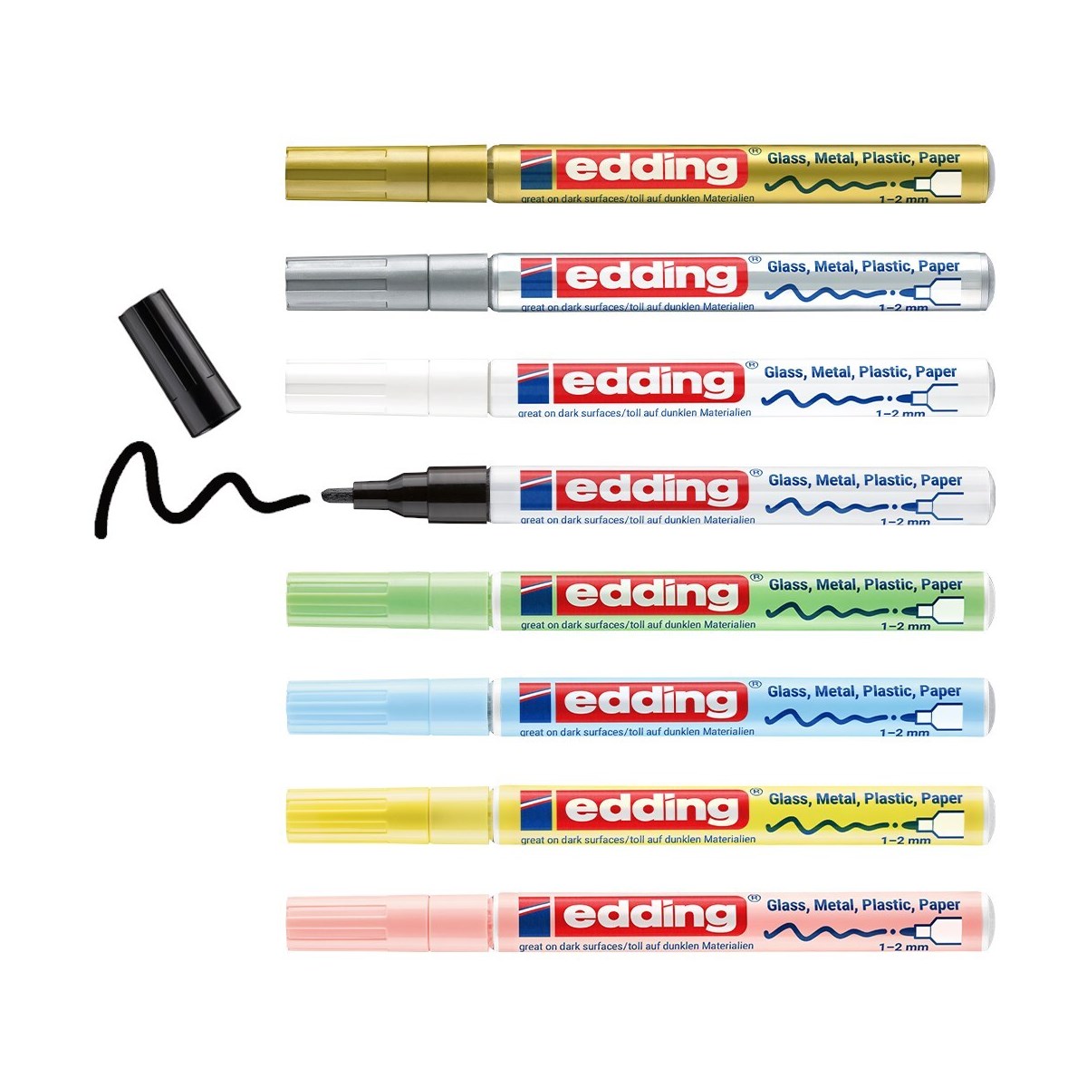 edding 751 creative Glanzlack-Marker 8er Set pastell, Rundspitze 1-2 mm (Art.-Nr.: 4-751-8-099)