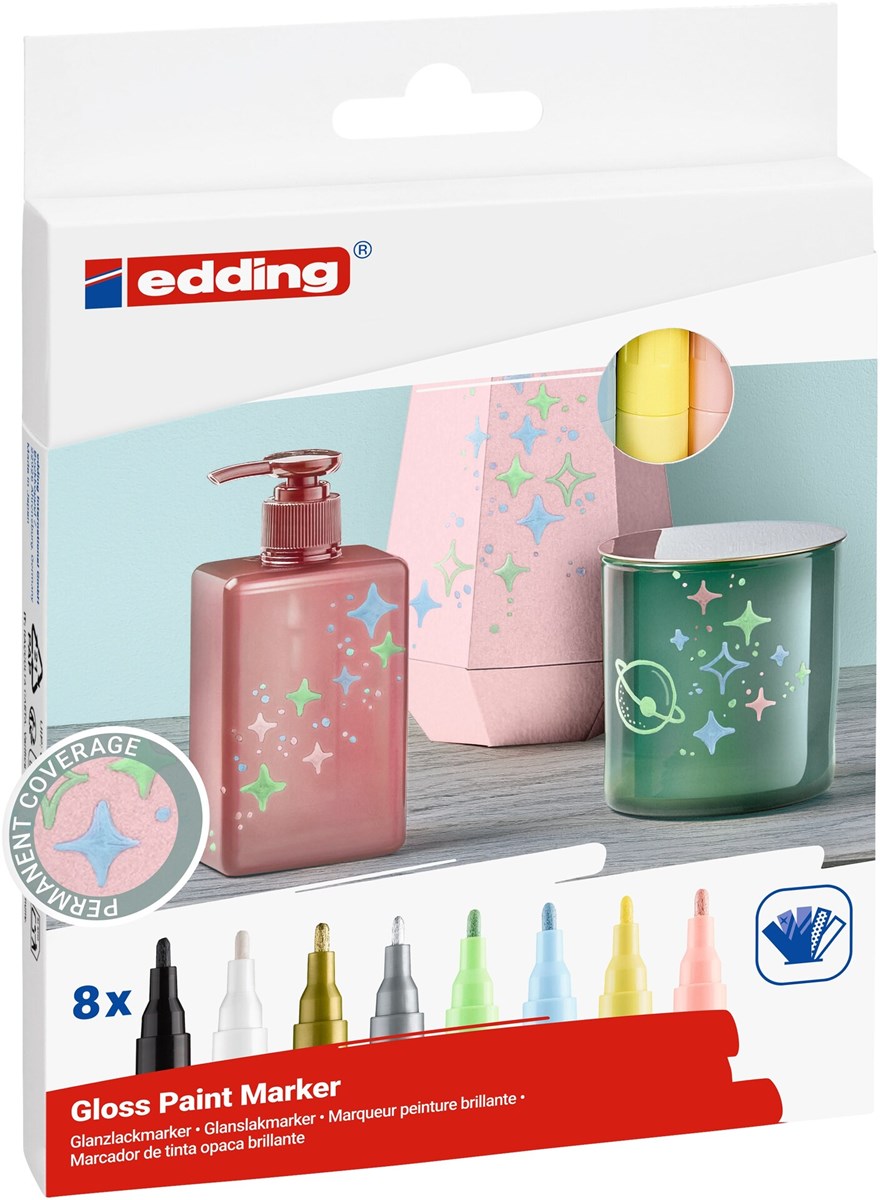 edding 751 creative Glanzlack-Marker 8er Set pastell, Rundspitze 1-2 mm (Art.-Nr.: 4-751-8-099)