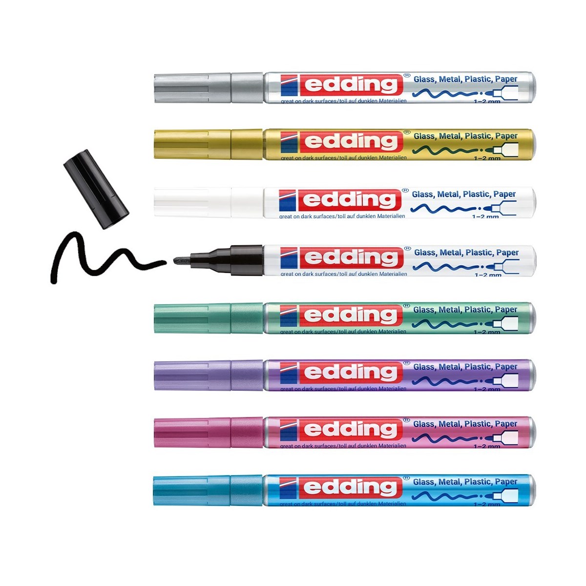 edding 751 creative Glanzlack-Marker 8er Set metallic, Rundspitze 1-2 mm (Art.-Nr.: 4-751-8-999)