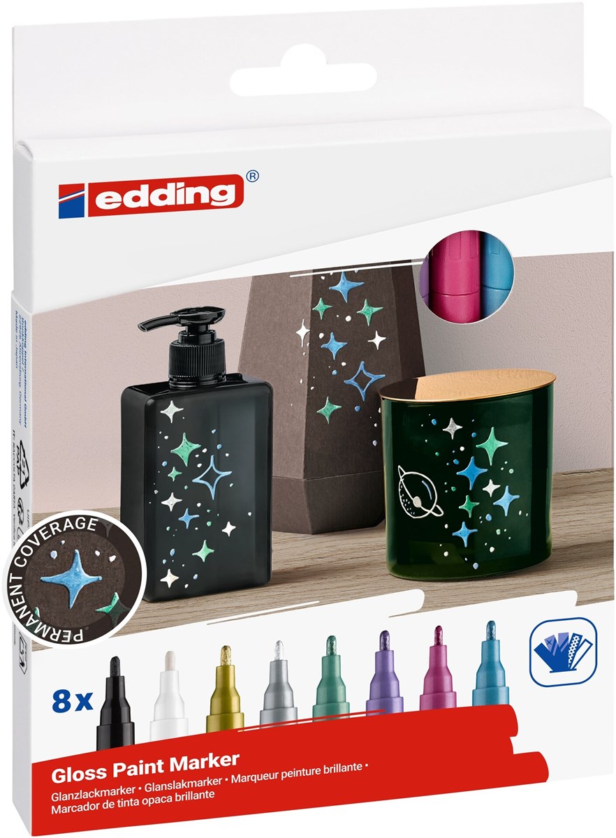 edding 751 creative Glanzlack-Marker 8er Set metallic, Rundspitze 1-2 mm (Art.-Nr.: 4-751-8-999)