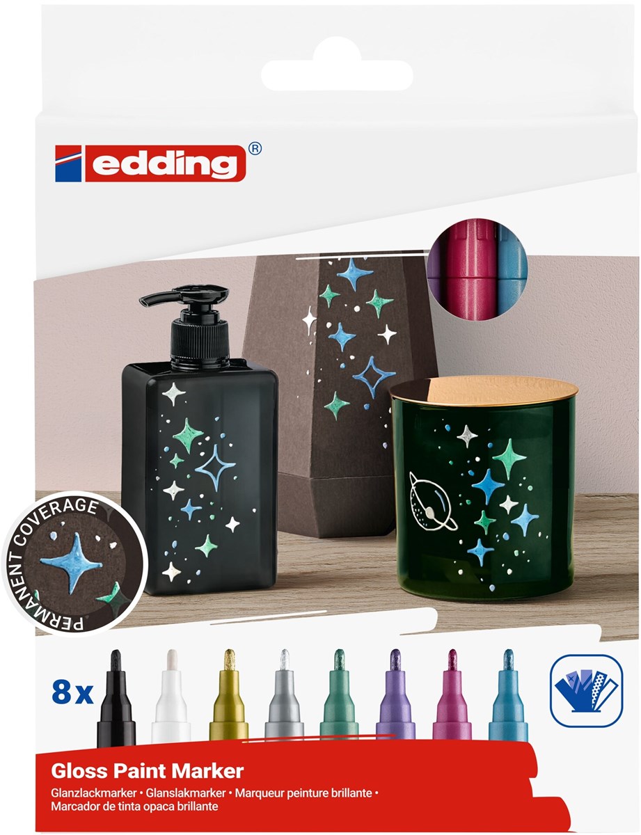 edding 751 creative Glanzlack-Marker 8er Set metallic, Rundspitze 1-2 mm (Art.-Nr.: 4-751-8-999)
