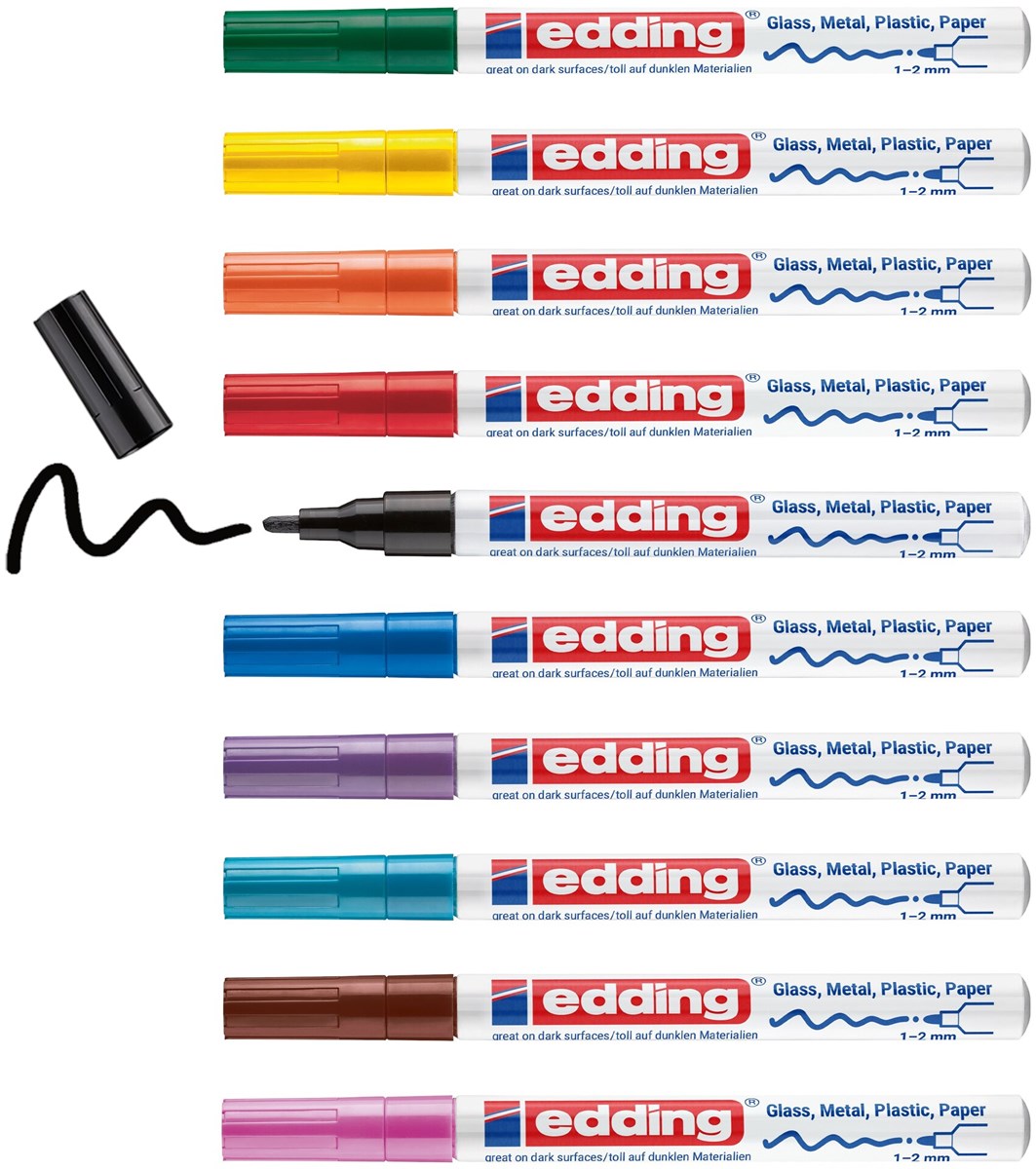 edding 751 creative Glanzlack-Marker 10er Set sortiert, Rundspitze 1-2 mm (Art.-Nr.: 4-751-9-999)