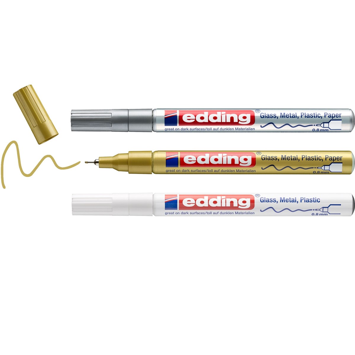 edding 780 creative Glanzlack-Marker 3er Set metallic, Rundspitze 0,8 mm (Art.-Nr.: 4-780-3-999)