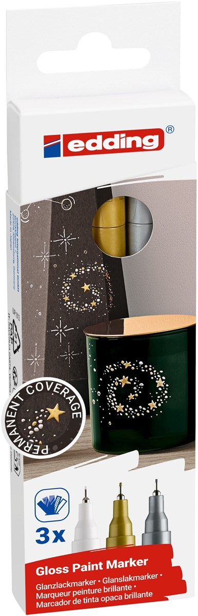 edding 780 creative Glanzlack-Marker 3er Set metallic, Rundspitze 0,8 mm (Art.-Nr.: 4-780-3-999)