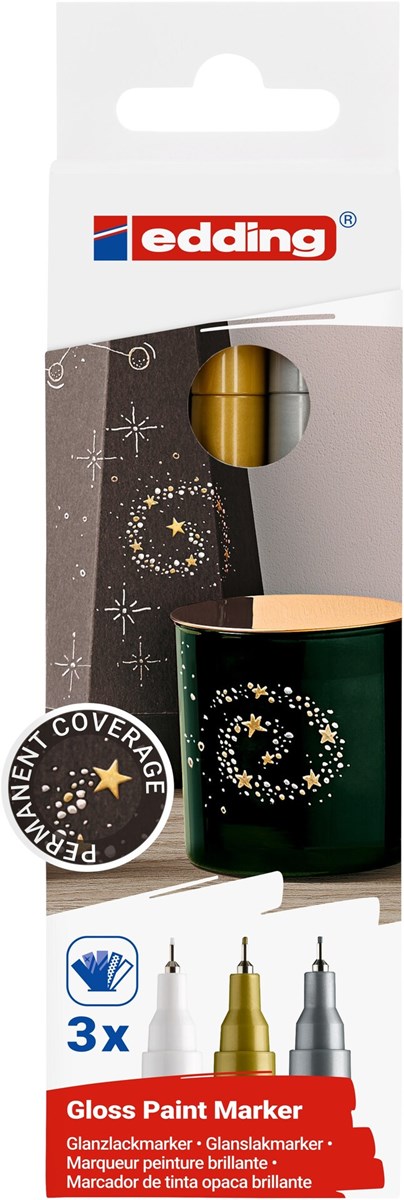 edding 780 creative Glanzlack-Marker 3er Set metallic, Rundspitze 0,8 mm (Art.-Nr.: 4-780-3-999)