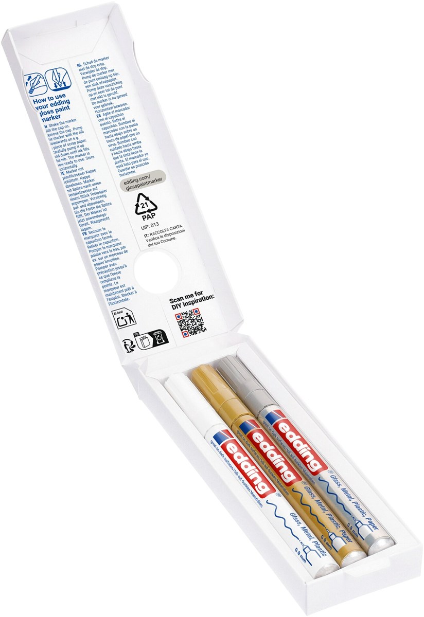 edding 780 creative Glanzlack-Marker 3er Set metallic, Rundspitze 0,8 mm (Art.-Nr.: 4-780-3-999)