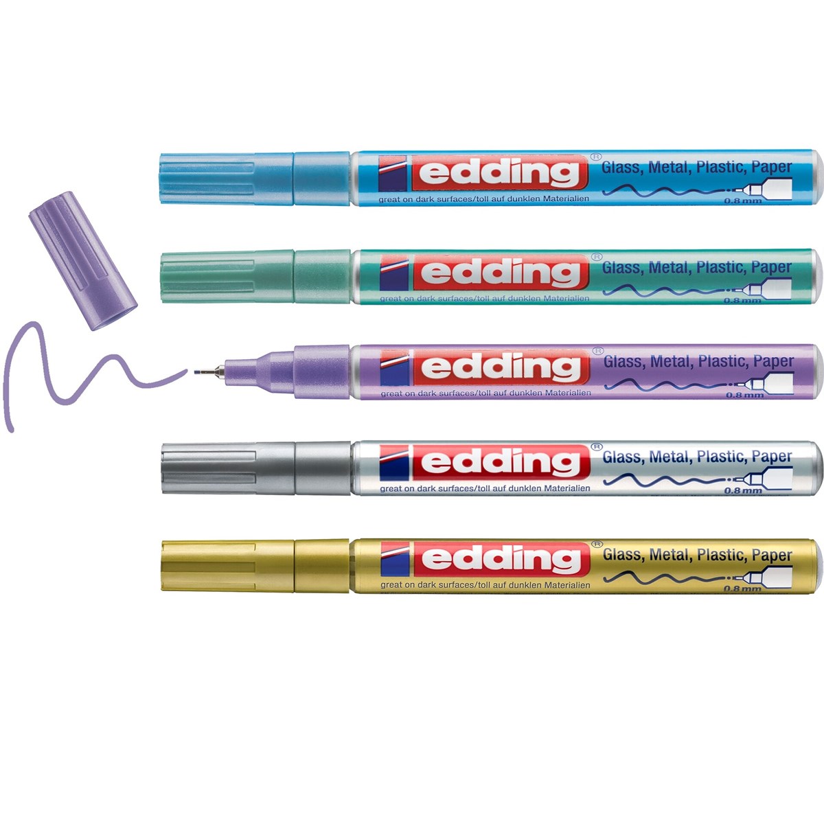 edding 780 creative Glanzlack-Marker 5er Set metallic, Rundspitze 0,8 mm (Art.-Nr.: 4-780-5-099)