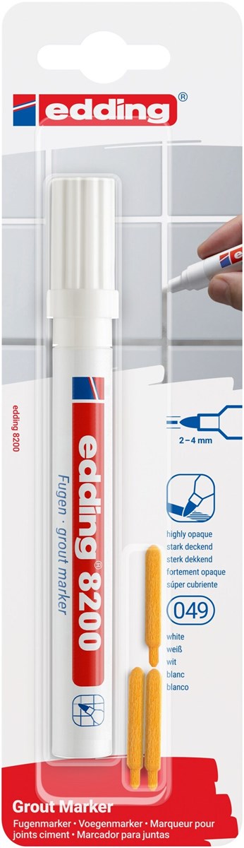 edding 8200 Fugenmarker weiß, Rundspitze 2-4 mm (Art.-Nr.: 4-8200-1-4049)