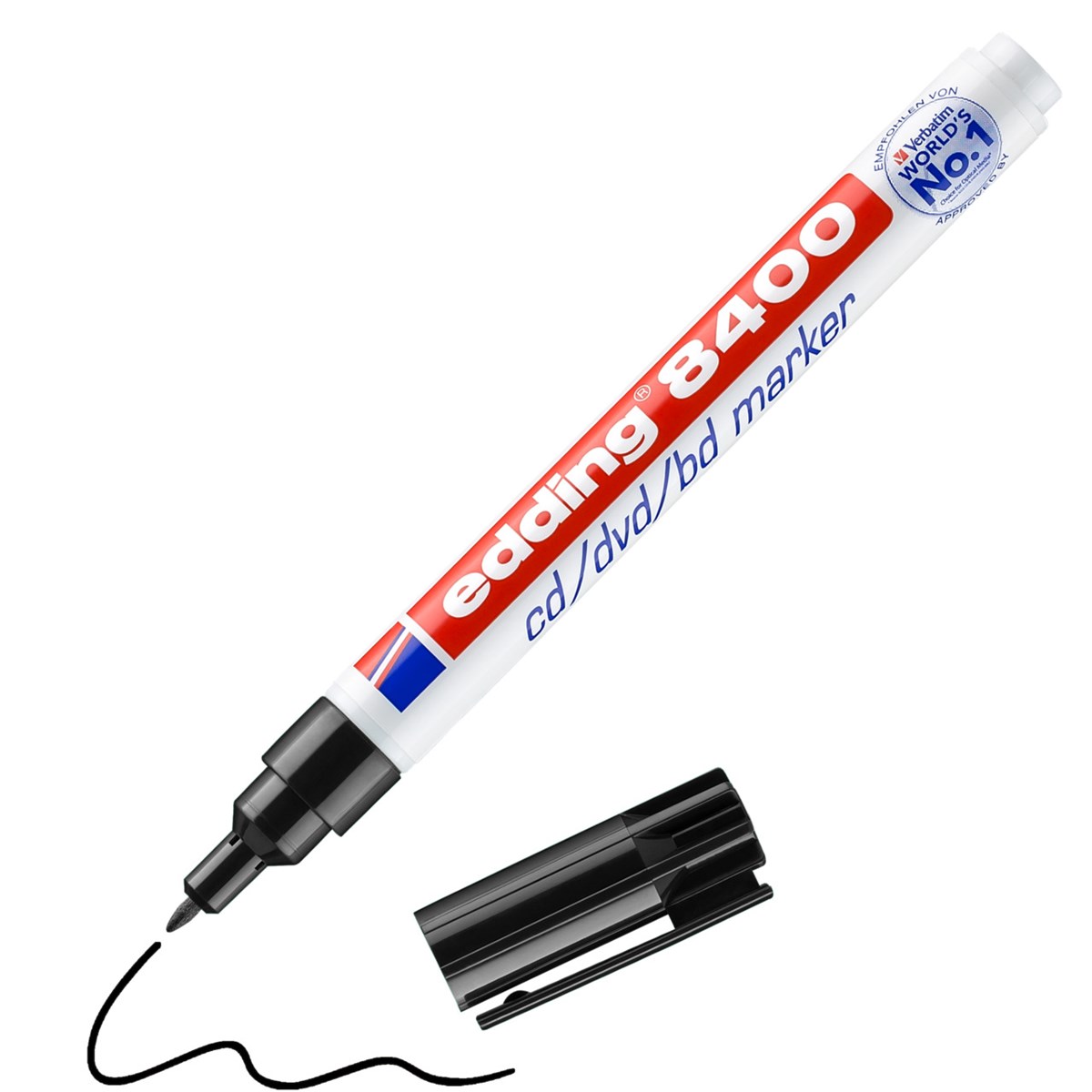 edding 8400 CD/DVD/BD Marker schwarz, Rundspitze 0,5-1 mm (Art.-Nr.: 4-8400001)