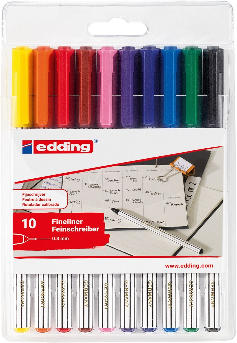 edding 89 EF Office Fineliner EF 10er Set sortiert, Kunststoffspitze 0,3 mm (Art.-Nr.: 4-89-10)
