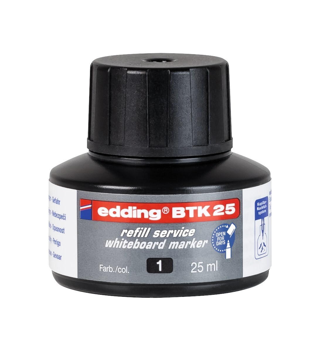 edding BTK 25 Nachfülltinte für Whiteboardmarker schwarz, 25 ml (Art.-Nr.: 4-BTK25001)
