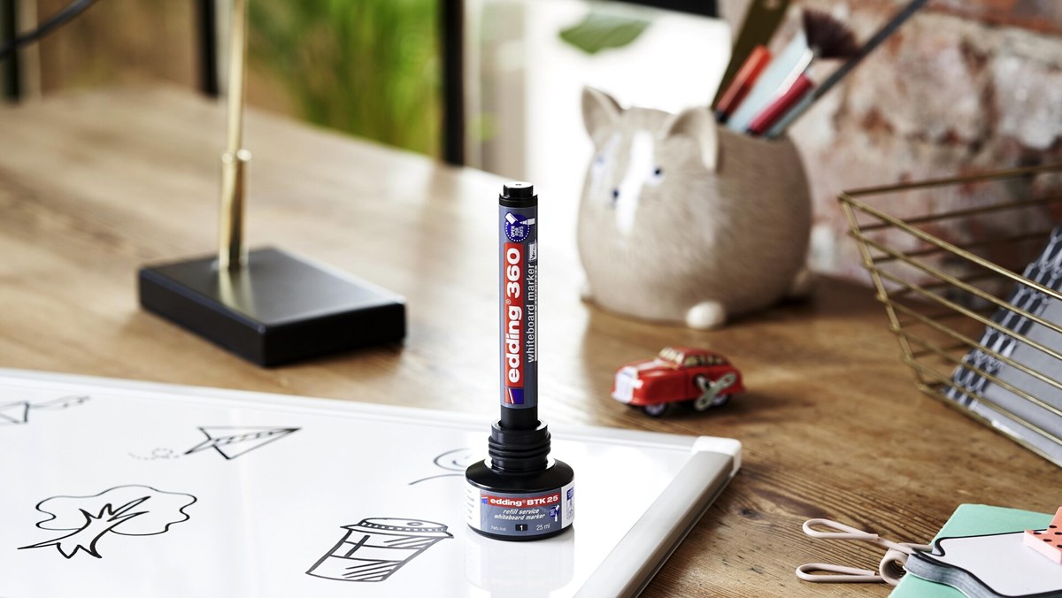 edding BTK 25 Nachfülltinte für Whiteboardmarker schwarz, 25 ml (Art.-Nr.: 4-BTK25001)
