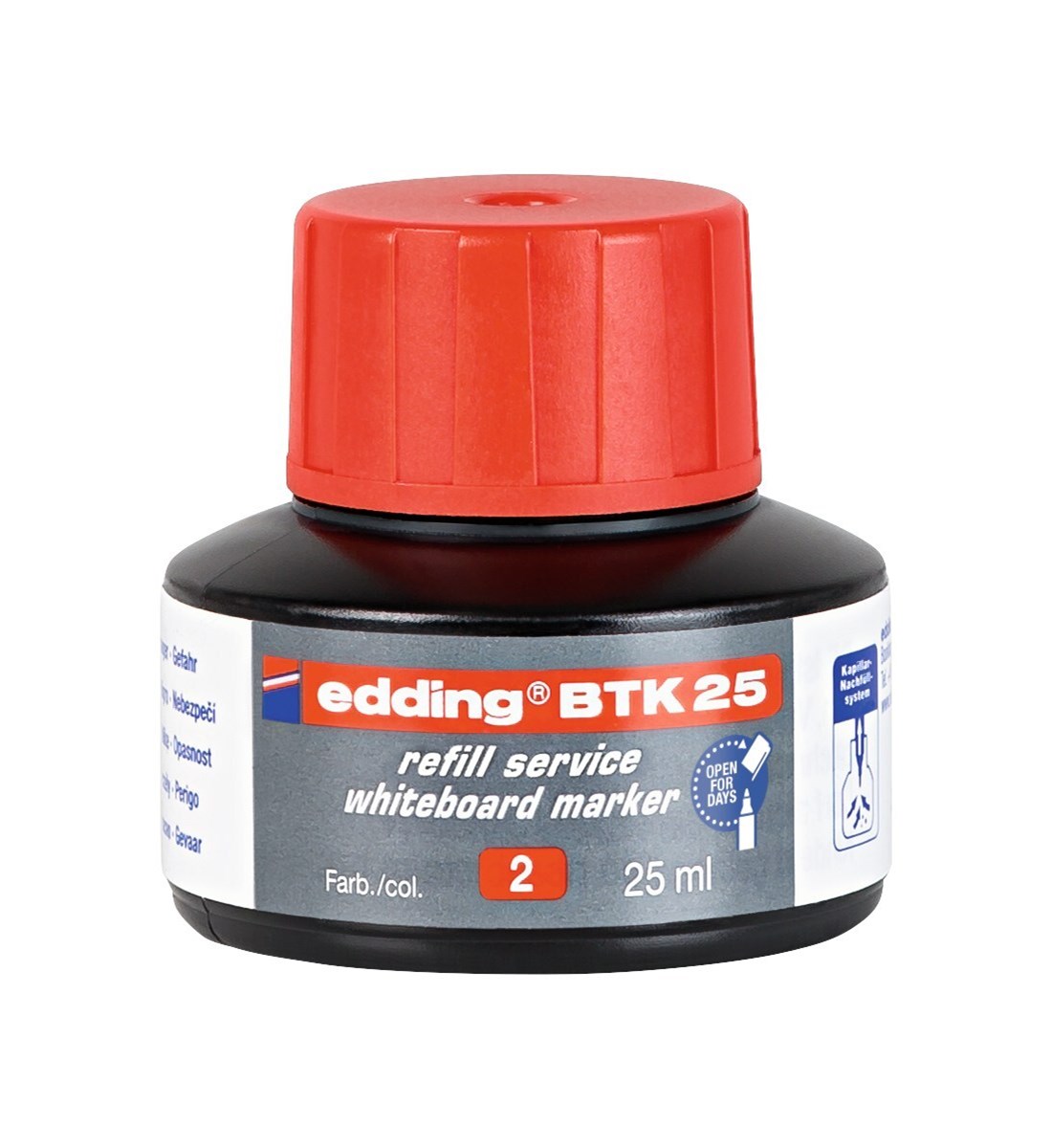 edding BTK 25 Nachfülltinte für Whiteboardmarker rot, 25 ml (Art.-Nr.: 4-BTK25002)