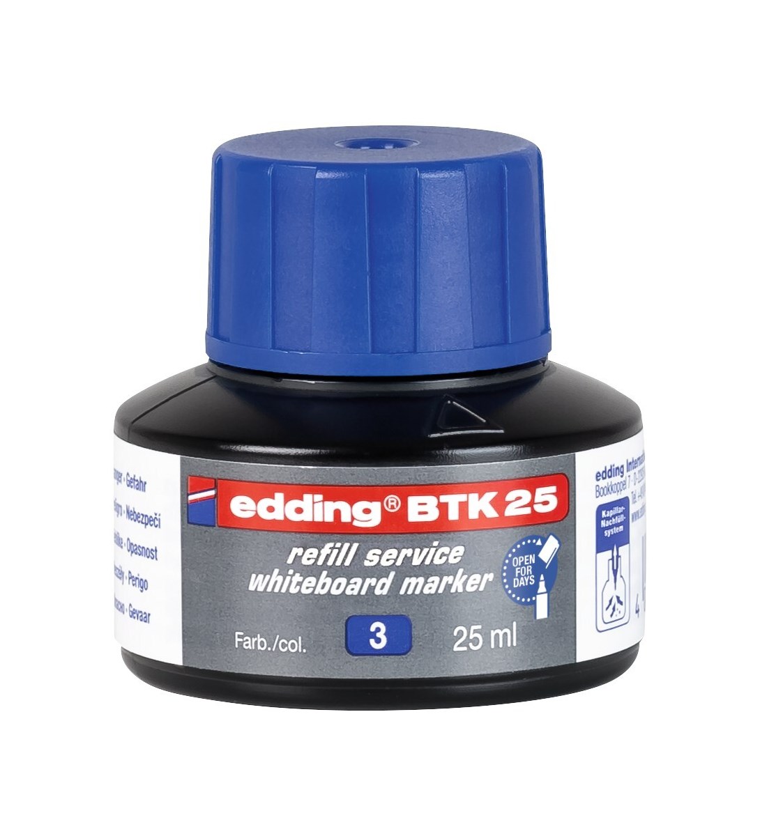 edding BTK 25 Nachfülltinte für Whiteboardmarker blau, 25 ml (Art.-Nr.: 4-BTK25003)