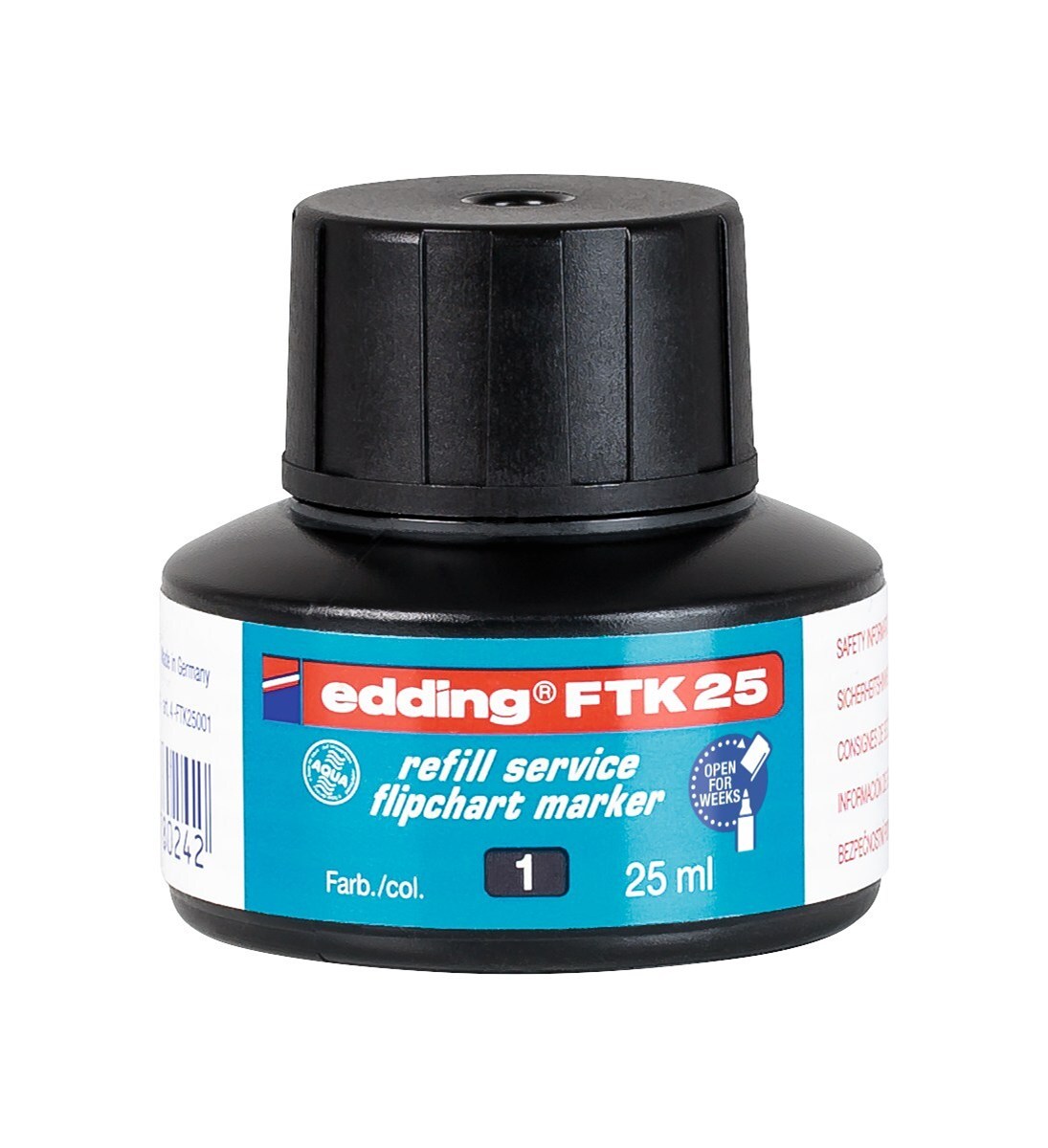 edding FTK 25 Nachfülltinte für Flipchartmarker schwarz, 25 ml (Art.-Nr.: 4-FTK25001)