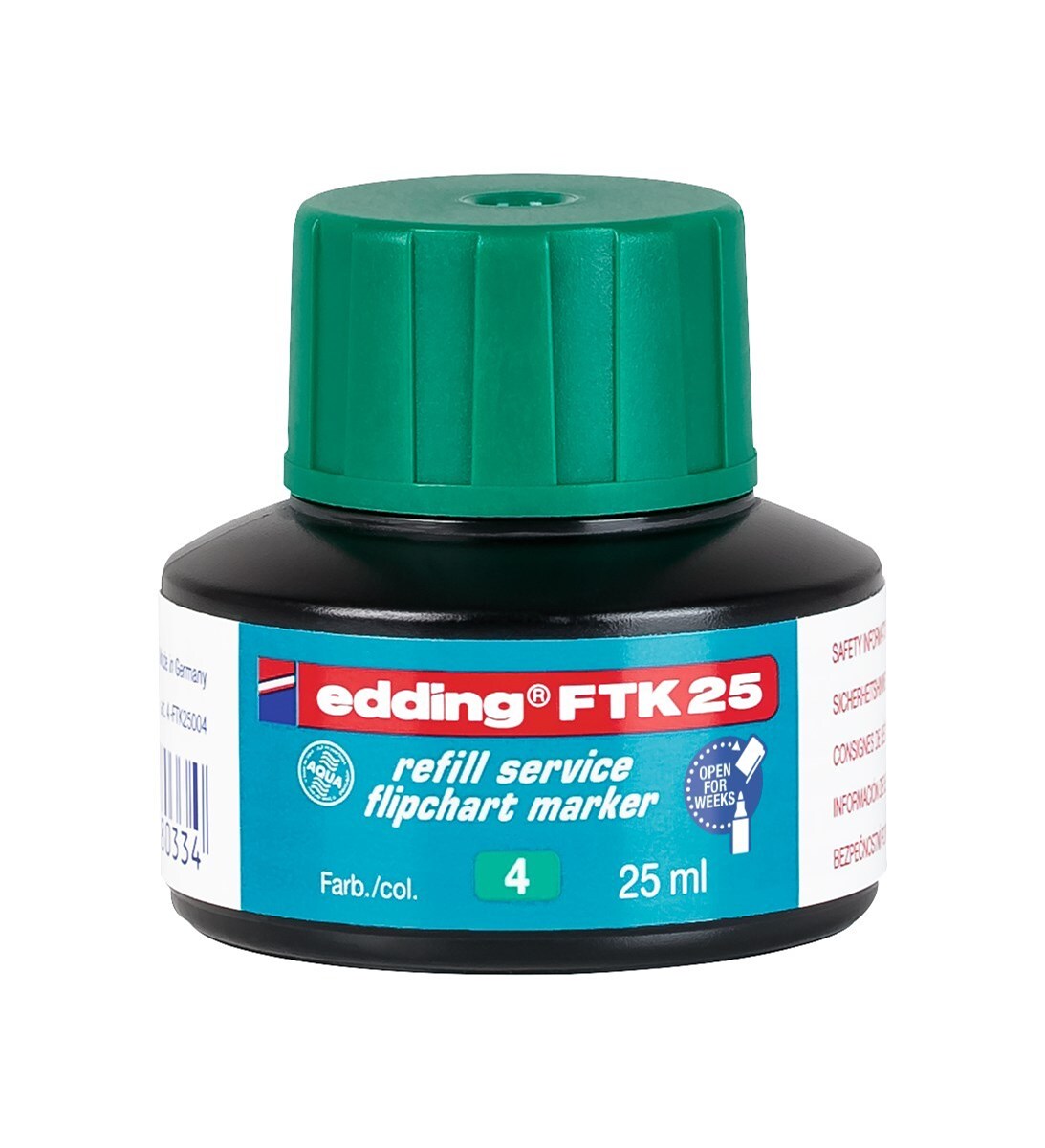 edding FTK 25 Nachfülltinte für Flipchartmarker grün, 25 ml (Art.-Nr.: 4-FTK25004)