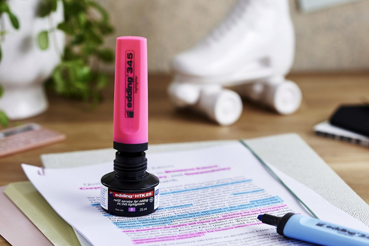 edding HTK 25 Nachfülltinte für Textmarker rosa, 25 ml (Art.-Nr.: 4-HTK25009)