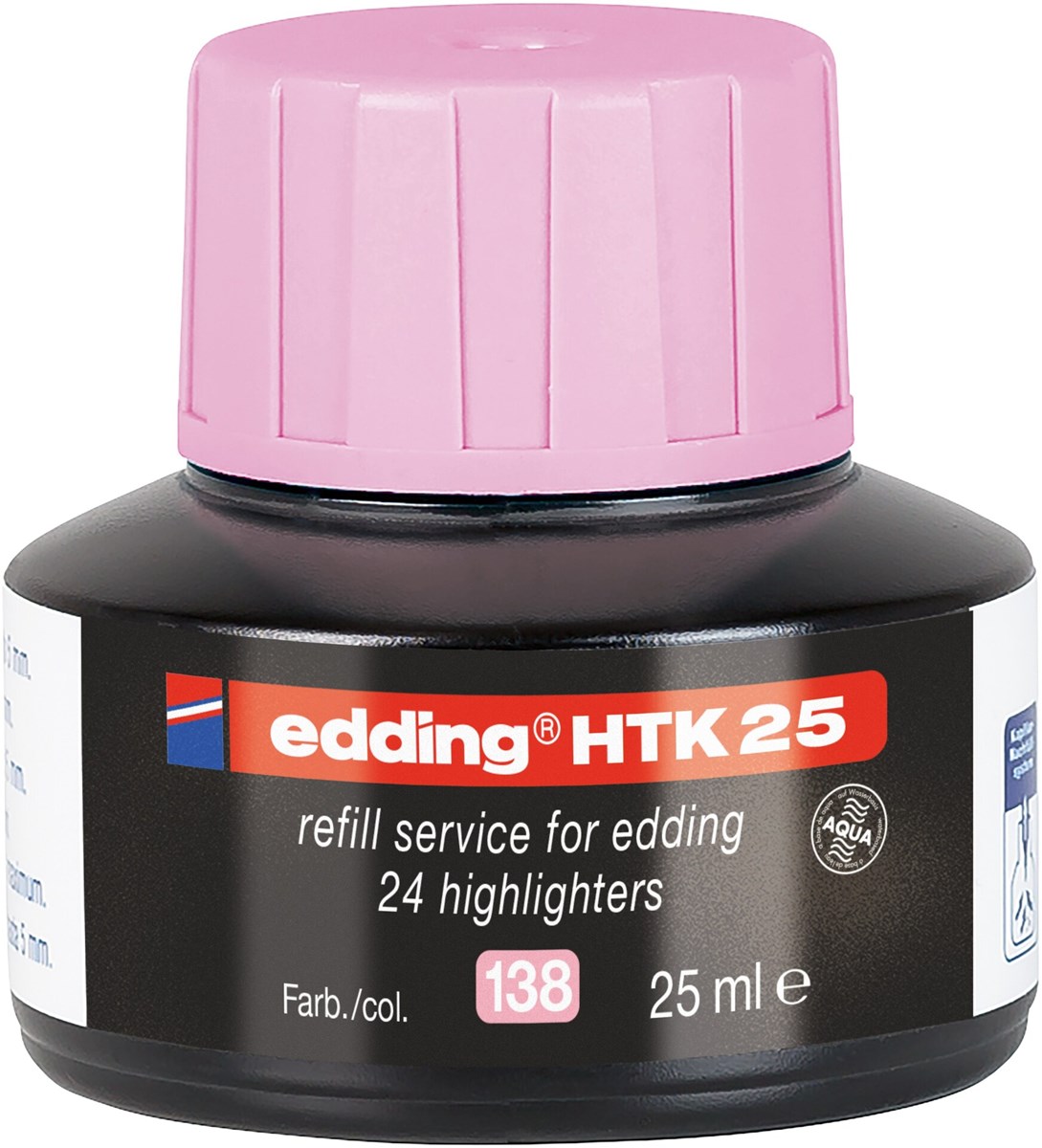 edding HTK 25 Nachfülltinte für Textmarker pastell rosa, 25 ml (Art.-Nr.: 4-HTK25138)