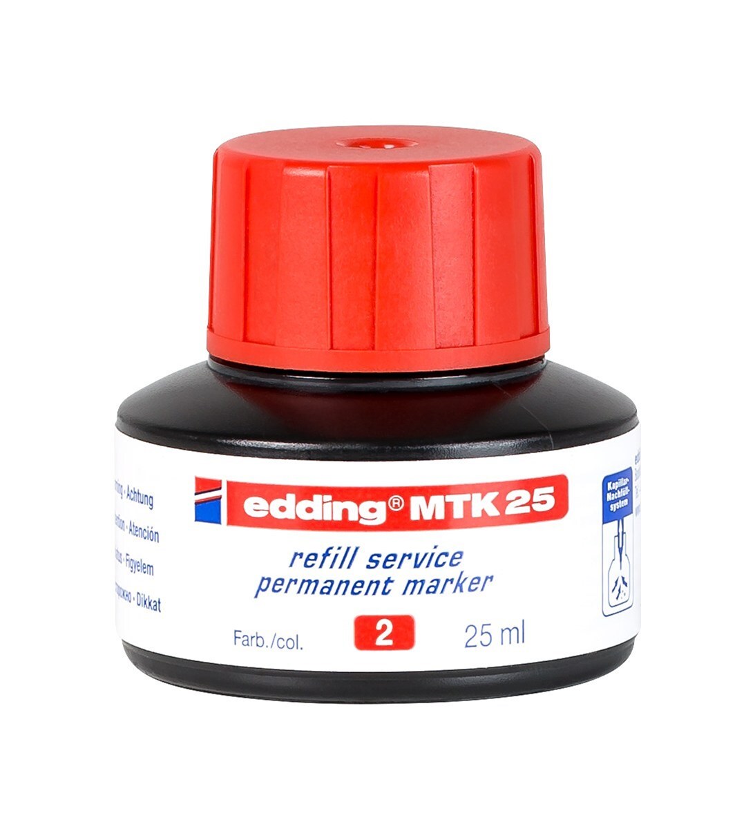edding MTK 25 Nachfülltinte für Permanentmarker rot, 25 ml (Art.-Nr.: 4-MTK25002)