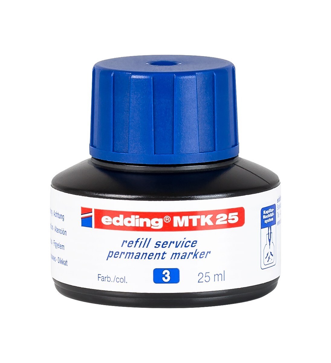 edding MTK 25 Nachfülltinte für Permanentmarker blau, 25 ml (Art.-Nr.: 4-MTK25003)