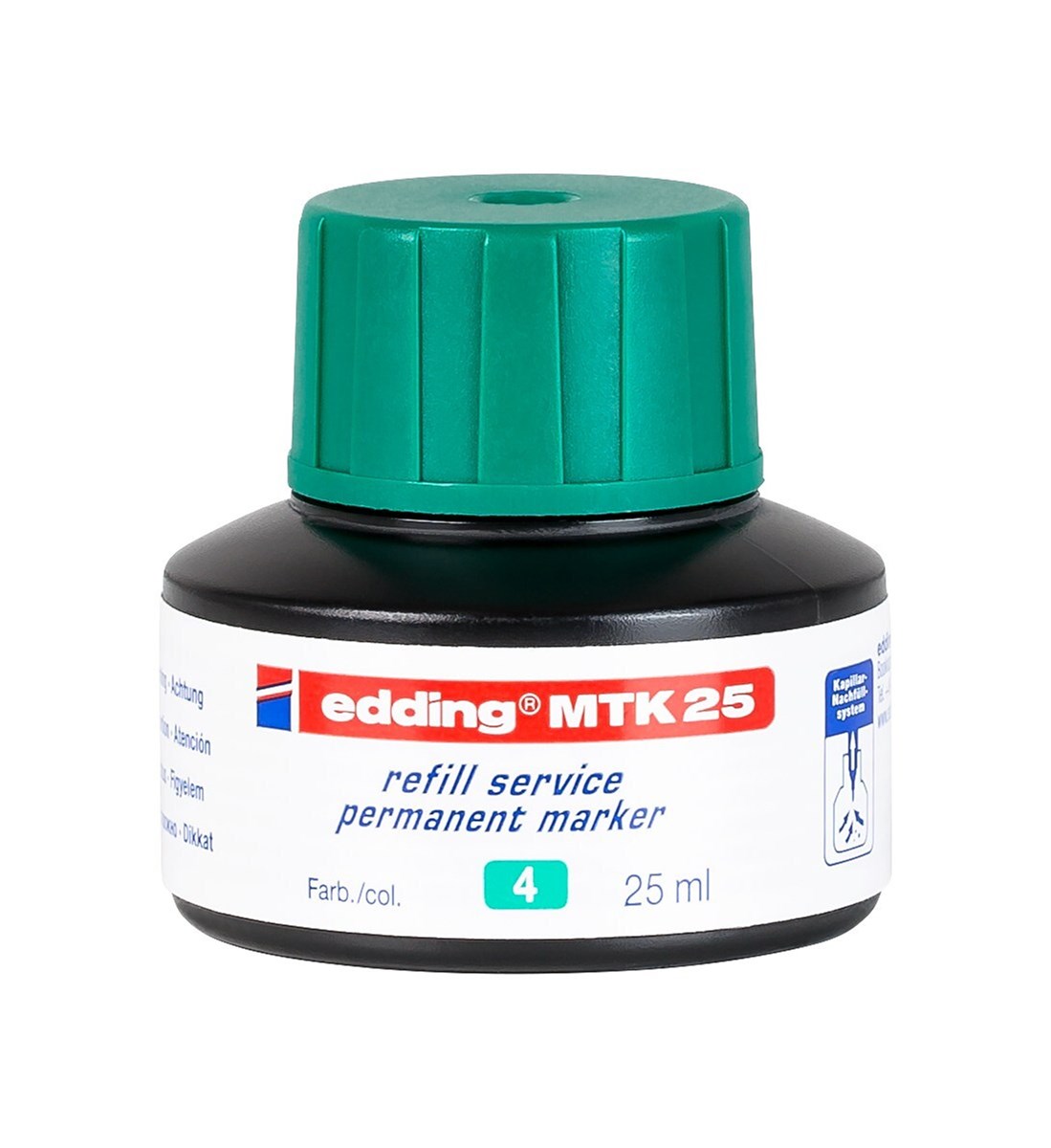 edding MTK 25 Nachfülltinte für Permanentmarker grün, 25 ml (Art.-Nr.: 4-MTK25004)