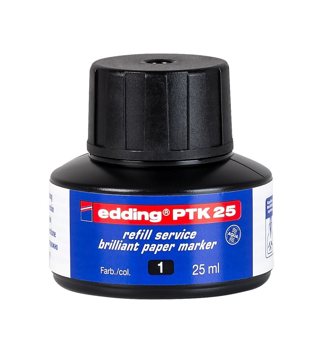edding PTK 25 Nachfülltinte für Brilliant-Papiermarker schwarz, 25 ml (Art.-Nr.: 4-PTK25001)