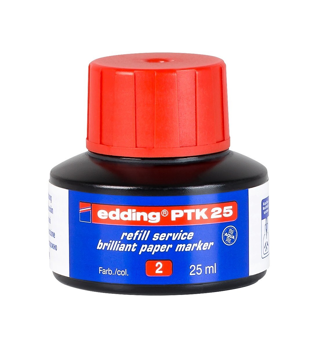 edding PTK 25 Nachfülltinte für Brilliant-Papiermarker rot, 25 ml (Art.-Nr.: 4-PTK25002)
