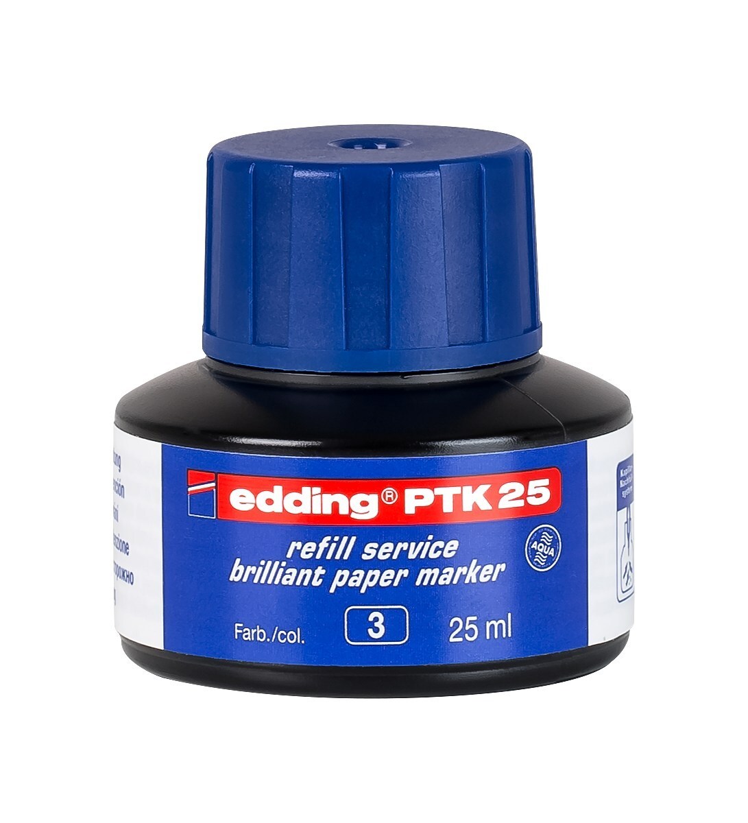 edding PTK 25 Nachfülltinte für Brilliant-Papiermarker blau, 25 ml (Art.-Nr.: 4-PTK25003)