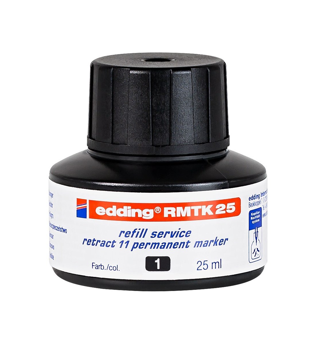 edding RMTK 25 Nachfülltinte für Permanentmarker schwarz, 25 ml (Art.-Nr.: 4-RMTK25001)
