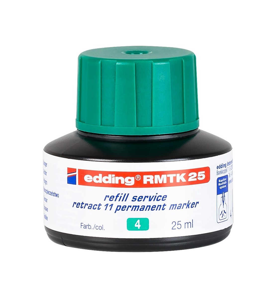 edding RMTK 25 Nachfülltinte für Permanentmarker grün, 25 ml (Art.-Nr.: 4-RMTK25004)