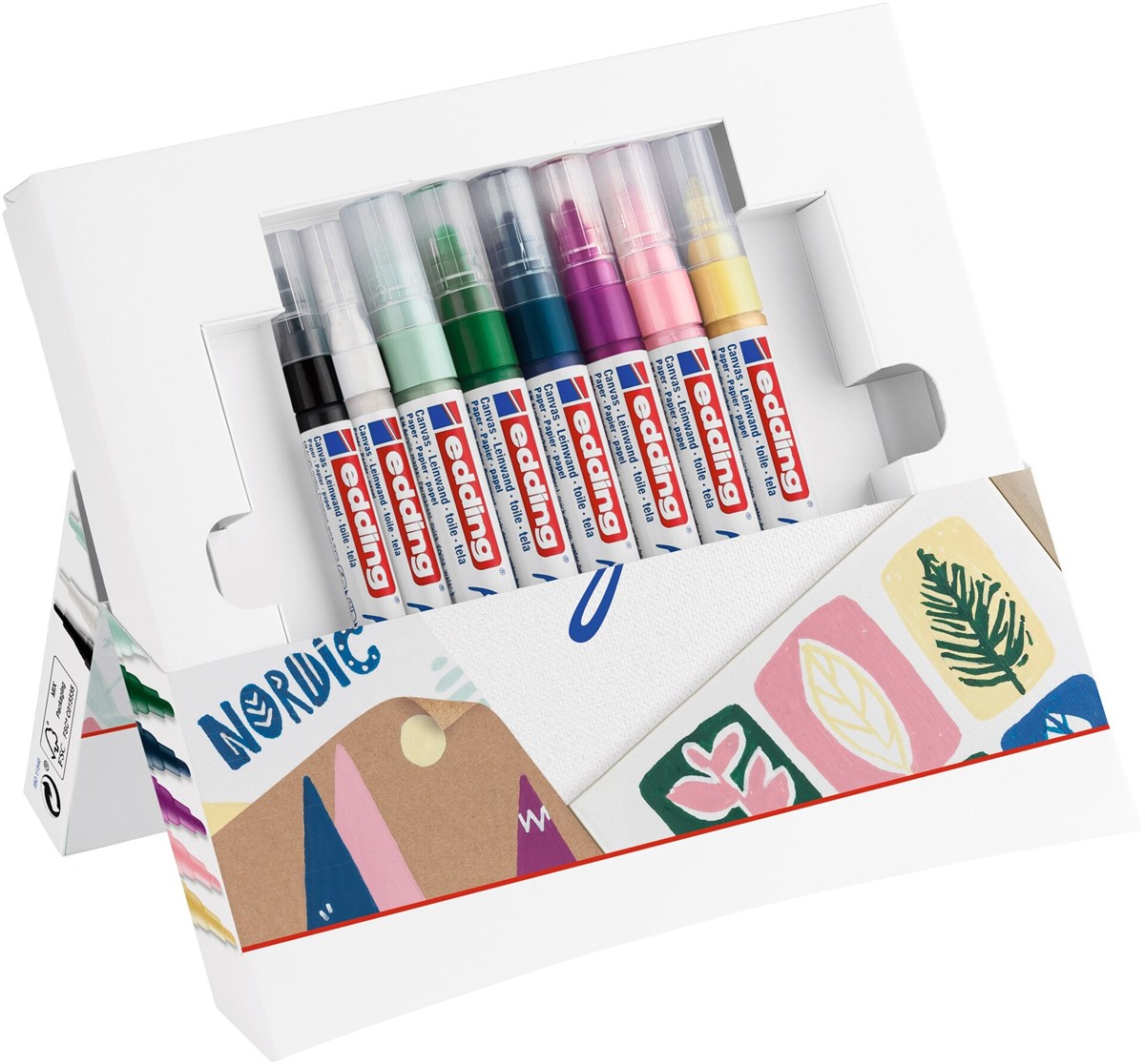 edding Acryl Start Easy Set, inkl. Postkartenblock, 8er Set nordic (Art.-Nr.: 4-SES8N)