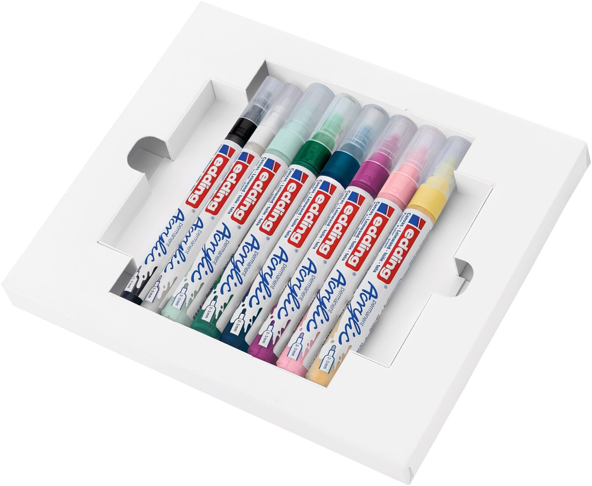 edding Acryl Start Easy Set, inkl. Postkartenblock, 8er Set nordic (Art.-Nr.: 4-SES8N)