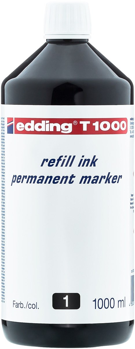edding T 1000 Nachfülltinte für Permanentmarker schwarz, 1000 ml (Art.-Nr.: 4-T1000001)