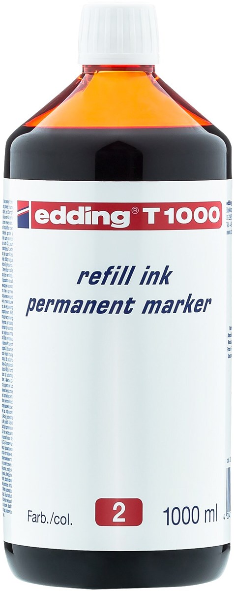 edding T 1000 Nachfülltinte für Permanentmarker rot, 1000 ml (Art.-Nr.: 4-T1000002)