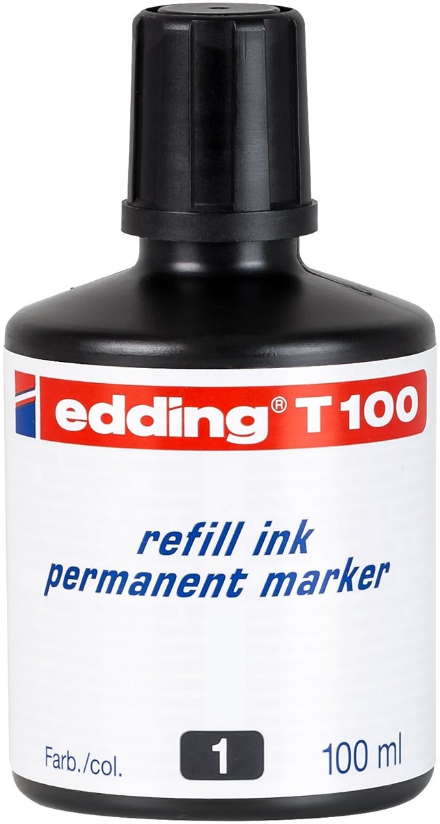 edding T 100 Nachfülltinte für Permanentmarker schwarz, 100 ml (Art.-Nr.: 4-T100001)