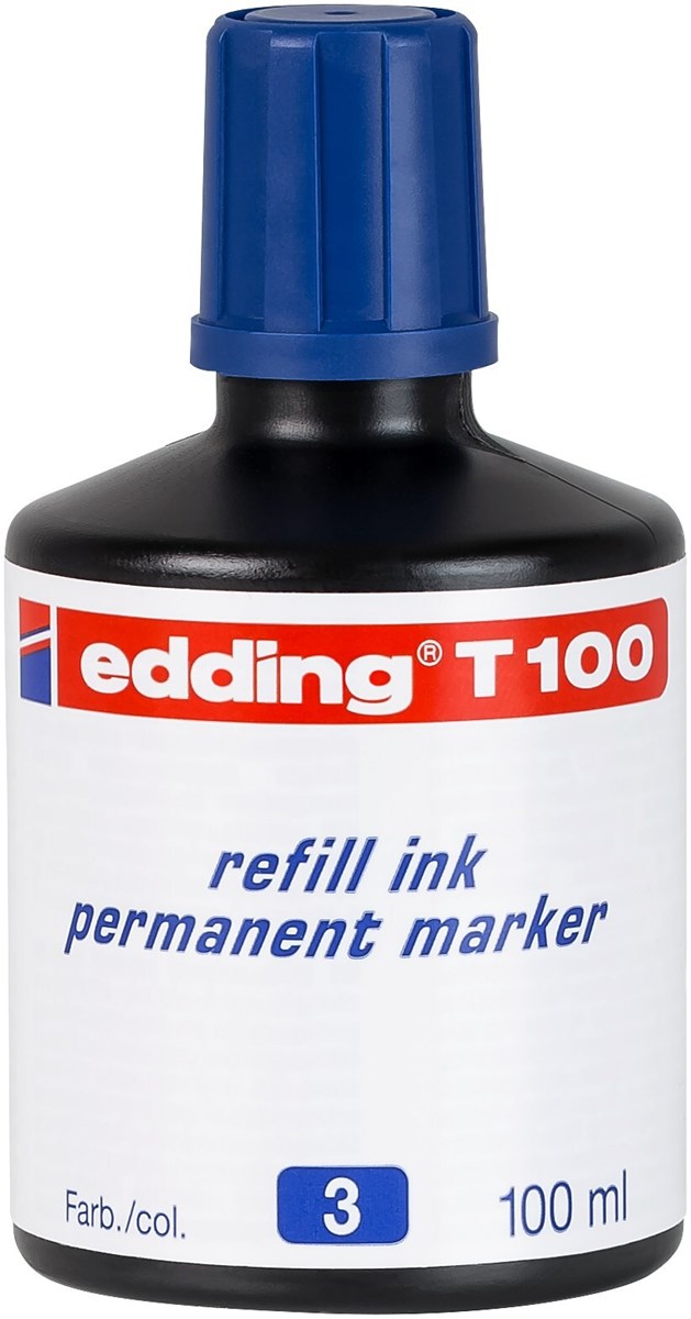 edding T 100 Nachfülltinte für Permanentmarker blau, 100 ml (Art.-Nr.: 4-T100003)