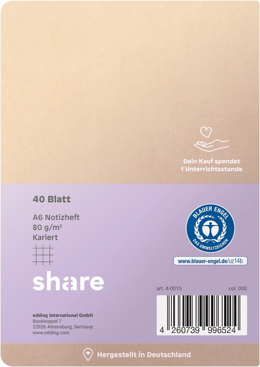 share Notizheft A6 kariert pastellblau-lavendel (Art.-Nr.: 4-0015)