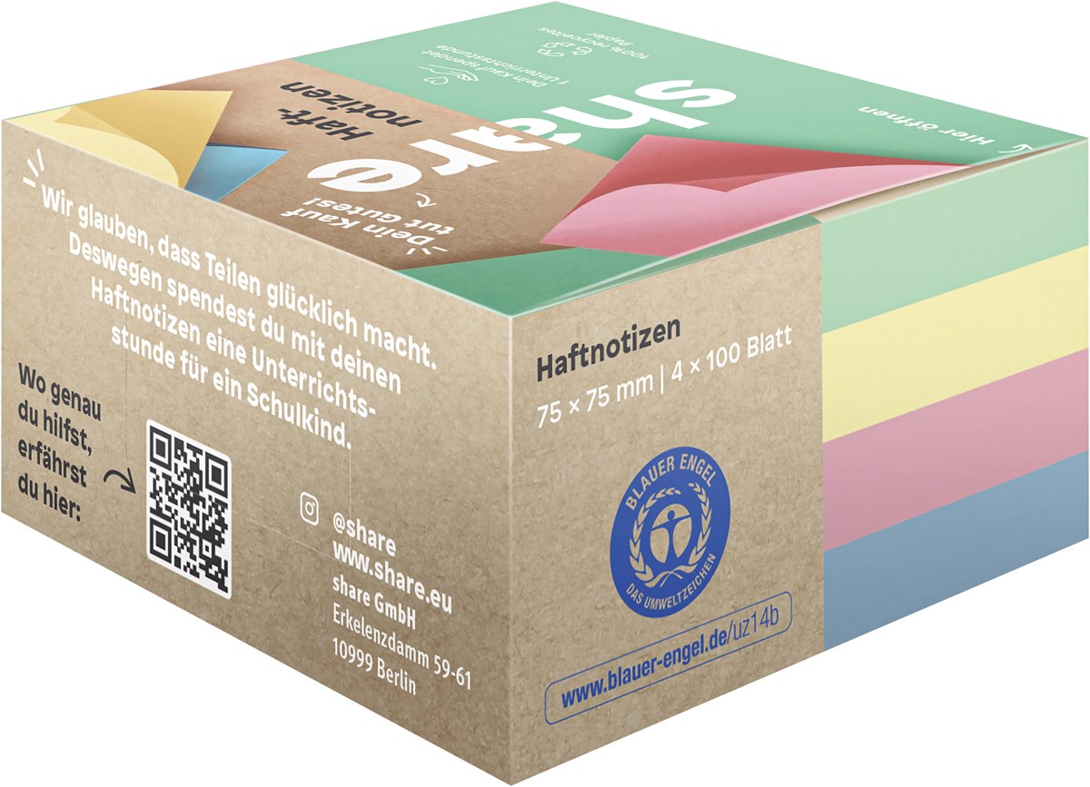 share Haftnotizblock 4x100 Blatt (Art.-Nr.: 4-0017)