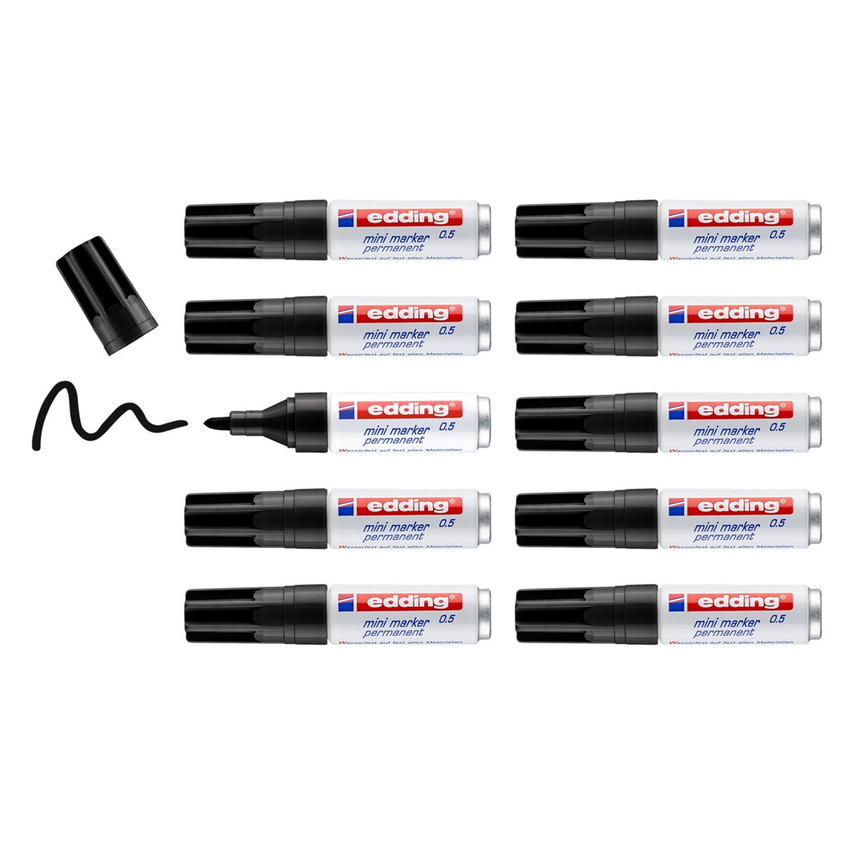edding 0.5 Permanentmarker schwarz 10er Pack, Rundspitze 1,5-3 mm (Art.-Nr.: 4-05-10001)