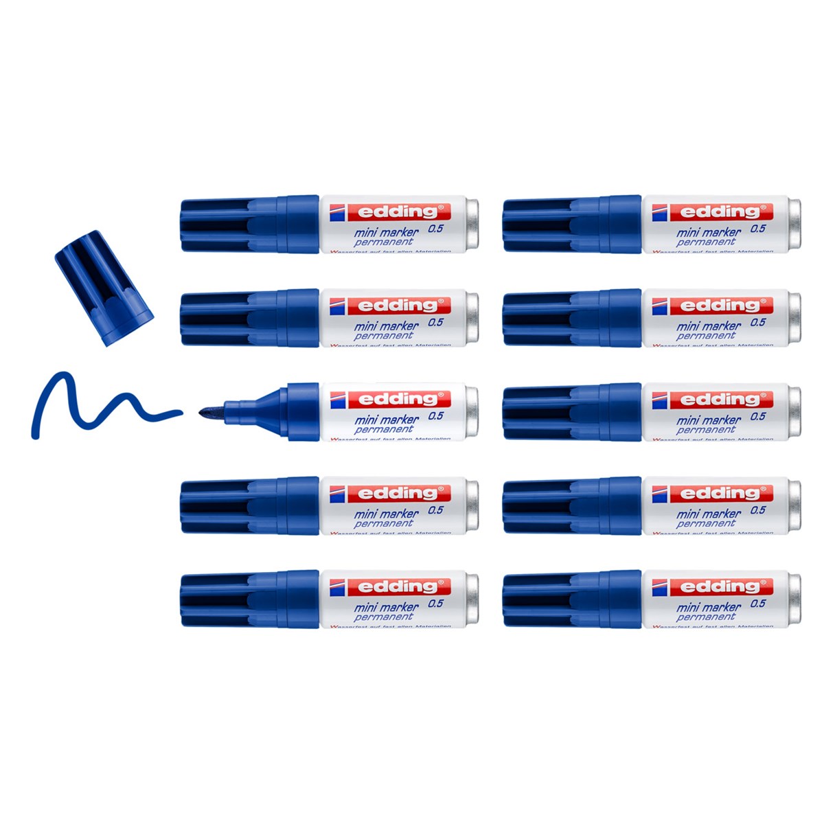 edding 0.5 Permanentmarker blau 10er Pack, Rundspitze 1,5-3 mm (Art.-Nr.: 4-05-10003)