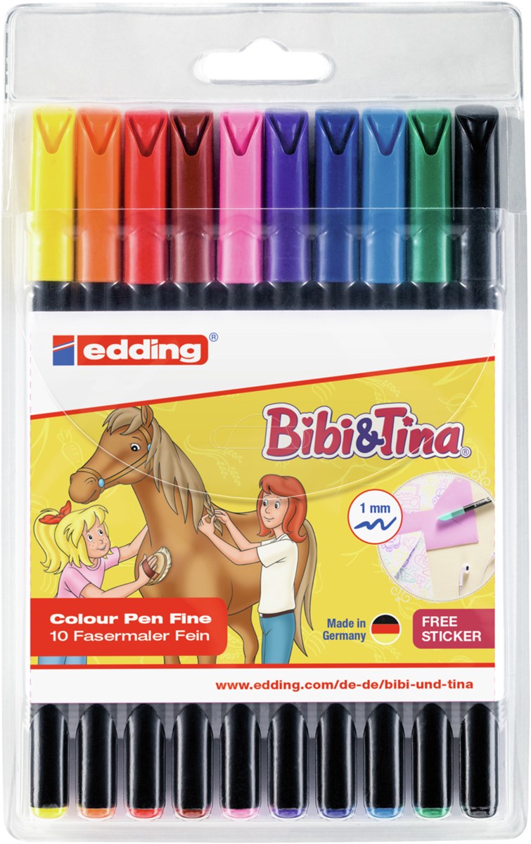 edding 1200 Fasermaler 10er Set Bibi&Tina, Rundspitze 1 mm (Art.-Nr.: 4-1200-1999)