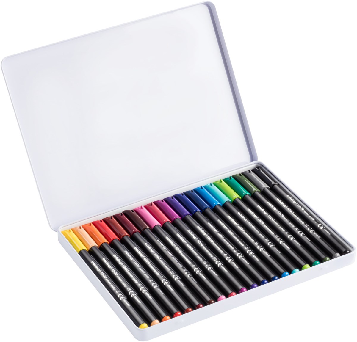 edding 1200 Fasermaler 20er Set (Metallbox) sortiert, Rundspitze 1 mm (Art.-Nr.: 4-1200-20)