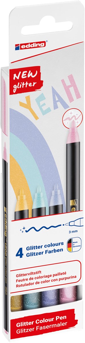 edding 1200 Glitzerstifte 4er Set, Pastellfarben, Rundspitze 3 mm (Art.-Nr.: 4-1200-4-3)