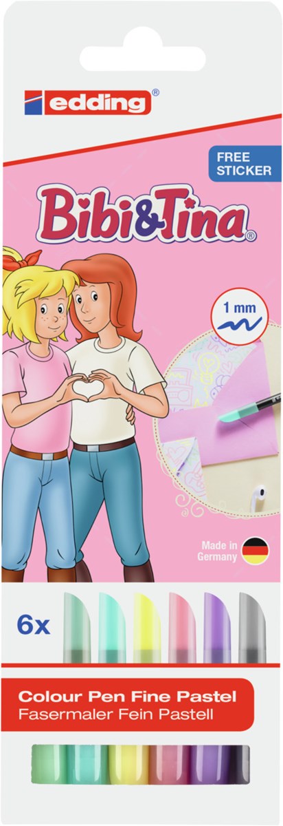 edding 1200 Fasermaler 6er Set Bibi&Tina, Rundspitze 1 mm (Art.-Nr.: 4-1200-6-1999)