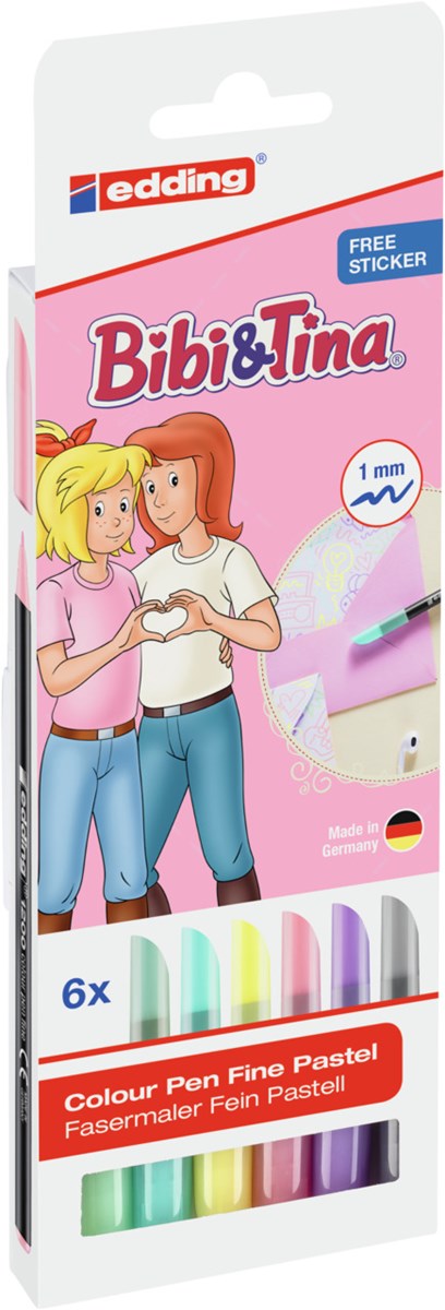 edding 1200 Fasermaler 6er Set Bibi&Tina, Rundspitze 1 mm (Art.-Nr.: 4-1200-6-1999)
