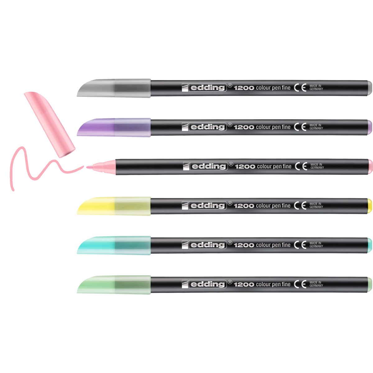 edding 1200 Fasermaler pastell 6er Set sortiert, Rundspitze 1 mm (Art.-Nr.: 4-1200-6-999)