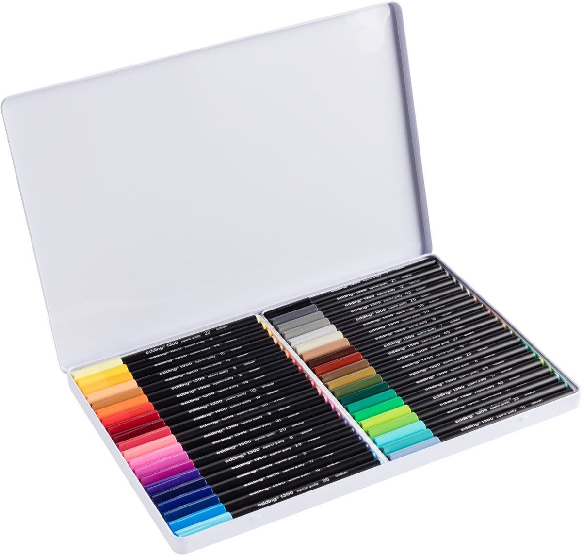 edding 1300 Fasermaler 40er Set (Metallbox) sortiert, Rundspitze 2 mm (Art.-Nr.: 4-1300-40)