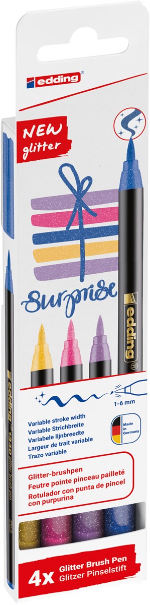 edding 1340 Glitzerstifte 4er Set, Pinselspitze 1-6 mm (Art.-Nr.: 4-1340-4-3)